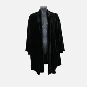 Eileen Fisher Size Large Silk Blend Long Sleeve Velvet Open Front Jacket